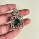 Handmade Emerald Green Pendant Set with Stud Earrings